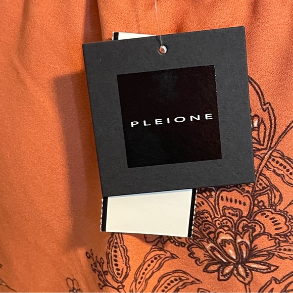 Pleione Womens Crane Floral Mountain Pull On Skirt Terracotta Elastic Waist - Picture 4 of 7